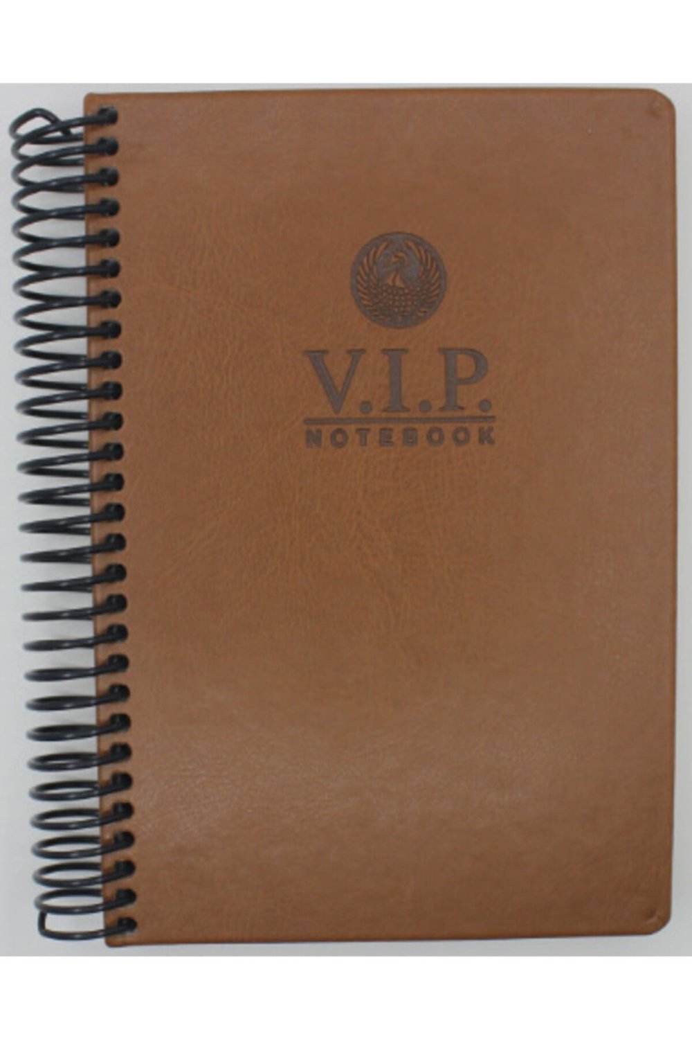 Vip Spiralli Deri Kapak Defter 17x24 140 Yaprak Kareli Taba
