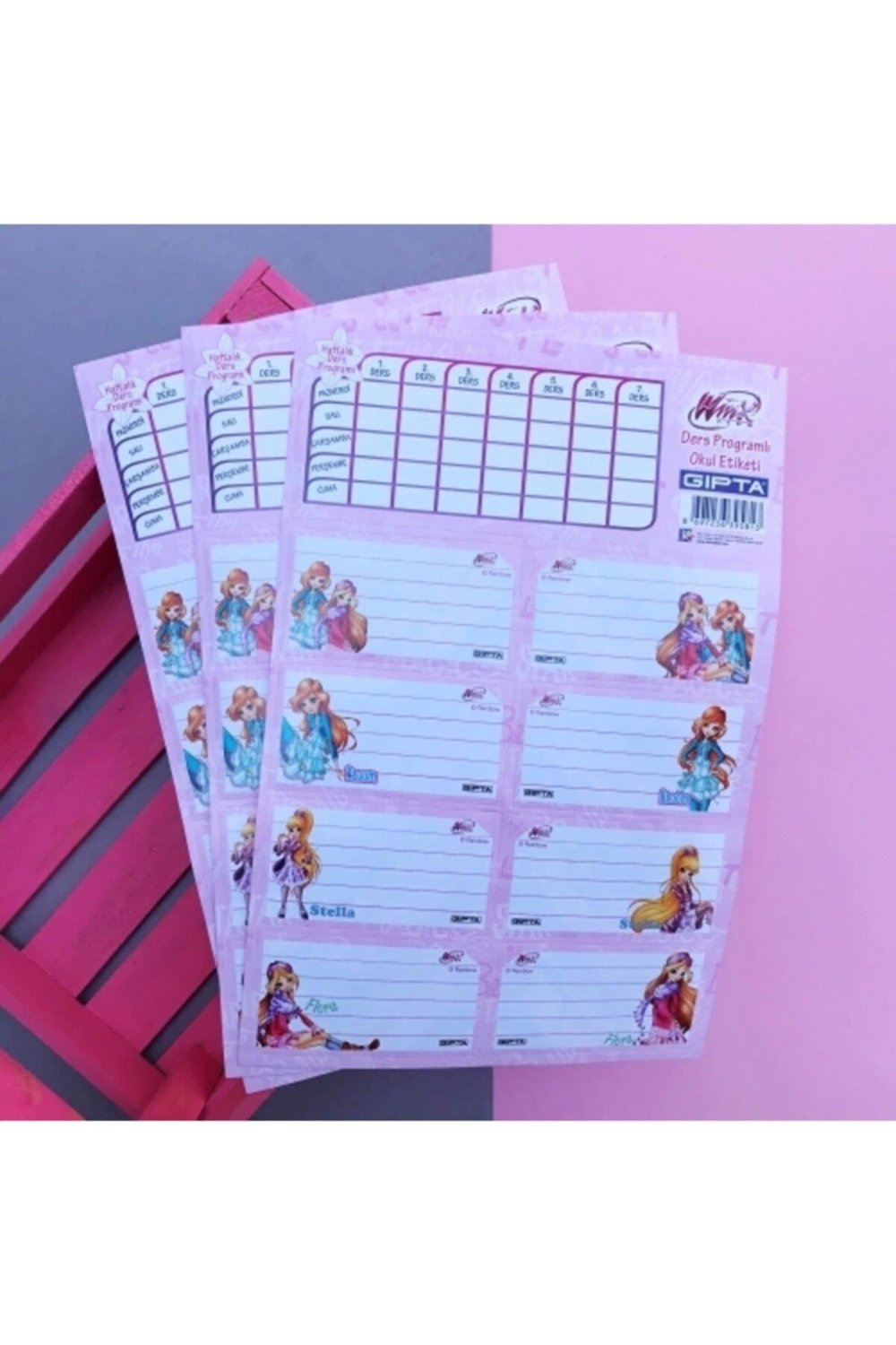 Winx Ders Programlı 8li Okul Etiketi Seti