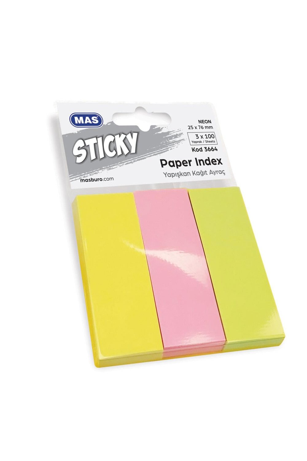 Yapışkanlı Kağıt Ayraç 25x76 Neon 100 S- 3 Renk 3664