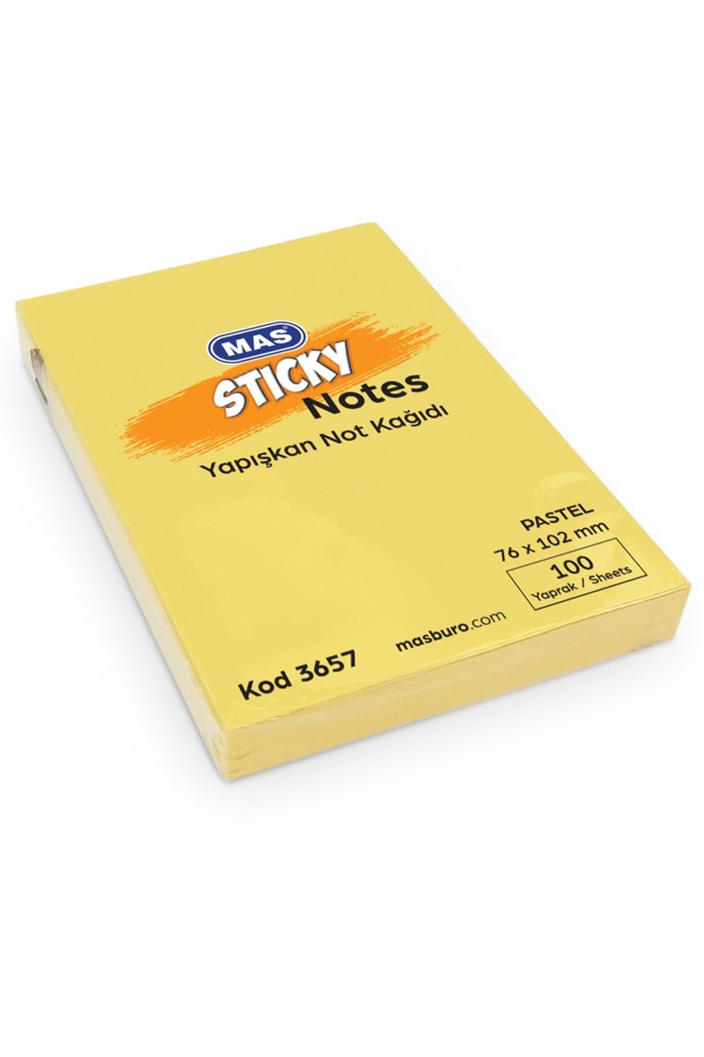 Yapışkanlı Not Kağıdı 100 Syf 76x102 Pastel Sarı 3657