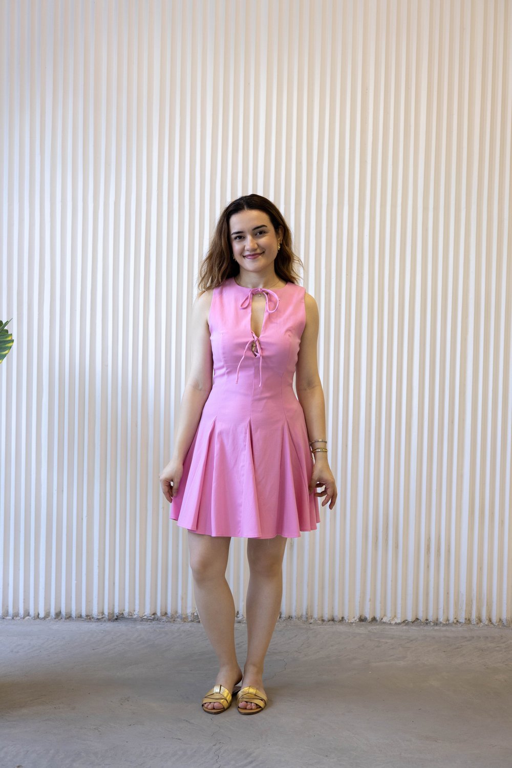 Fiyonklu Elbise Pembe