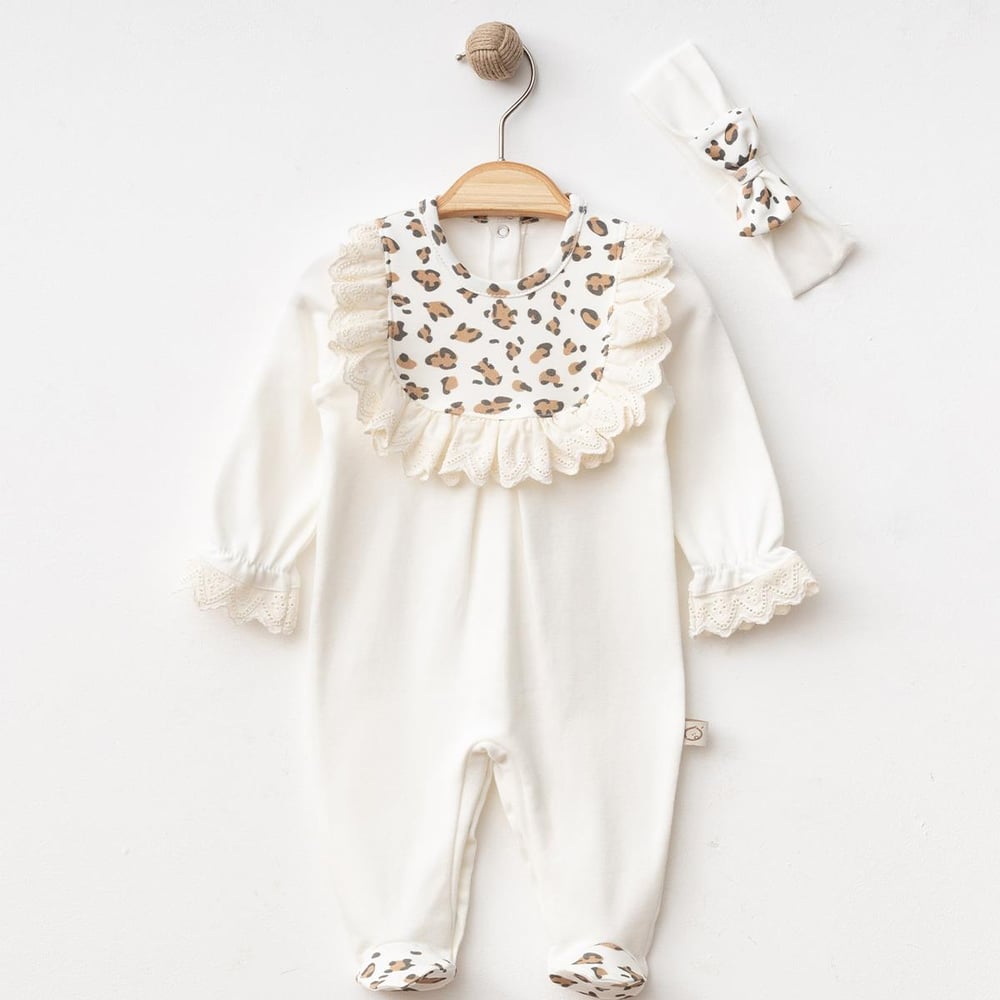 OBABY KIZ 0/3-3/6 AY FİSTOLU LEOPARLI TULUM