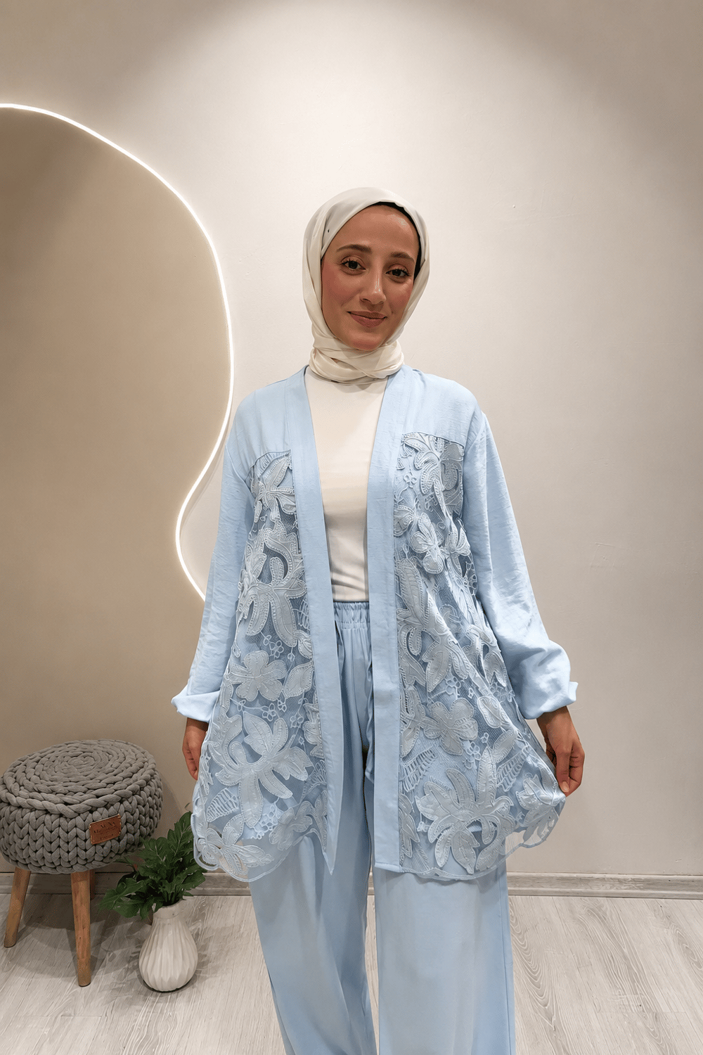 GÜPÜRLÜ KİMONO Mavi
