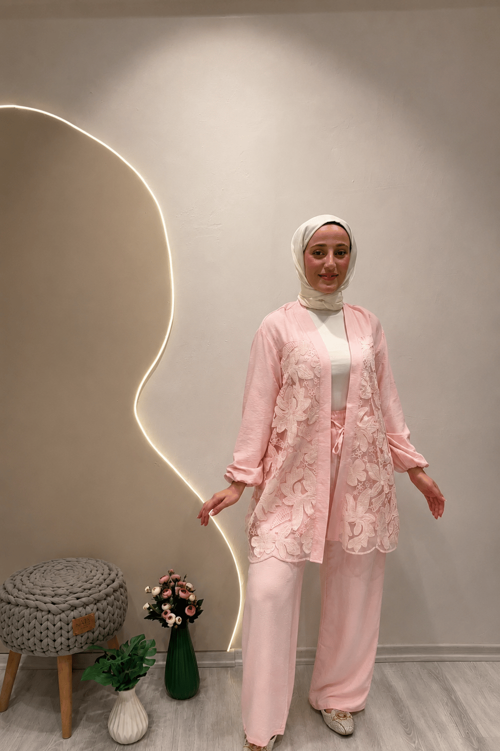 GÜPÜRLÜ KİMONO Pembe