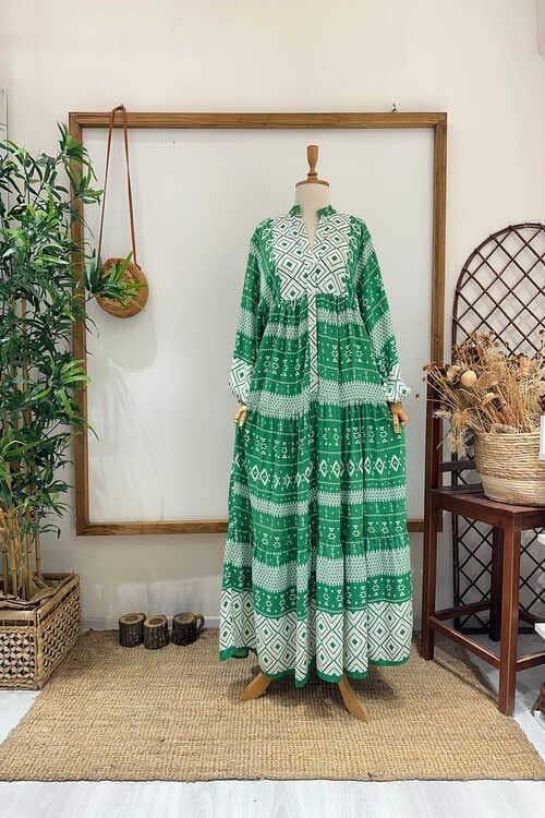 KARELİ YEŞİL ELBİSE