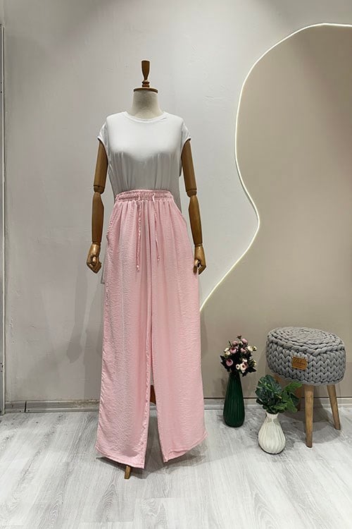KRİSTAL KETEN PANTOLON Pembe