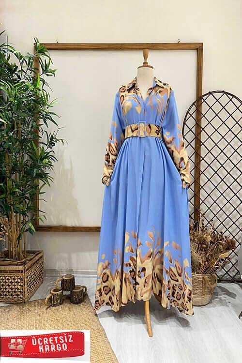 LİON GÖMLEK ELBİSE Mavi