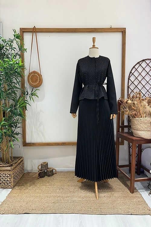 MAHPERİ TAŞLI TAKIM Siyah