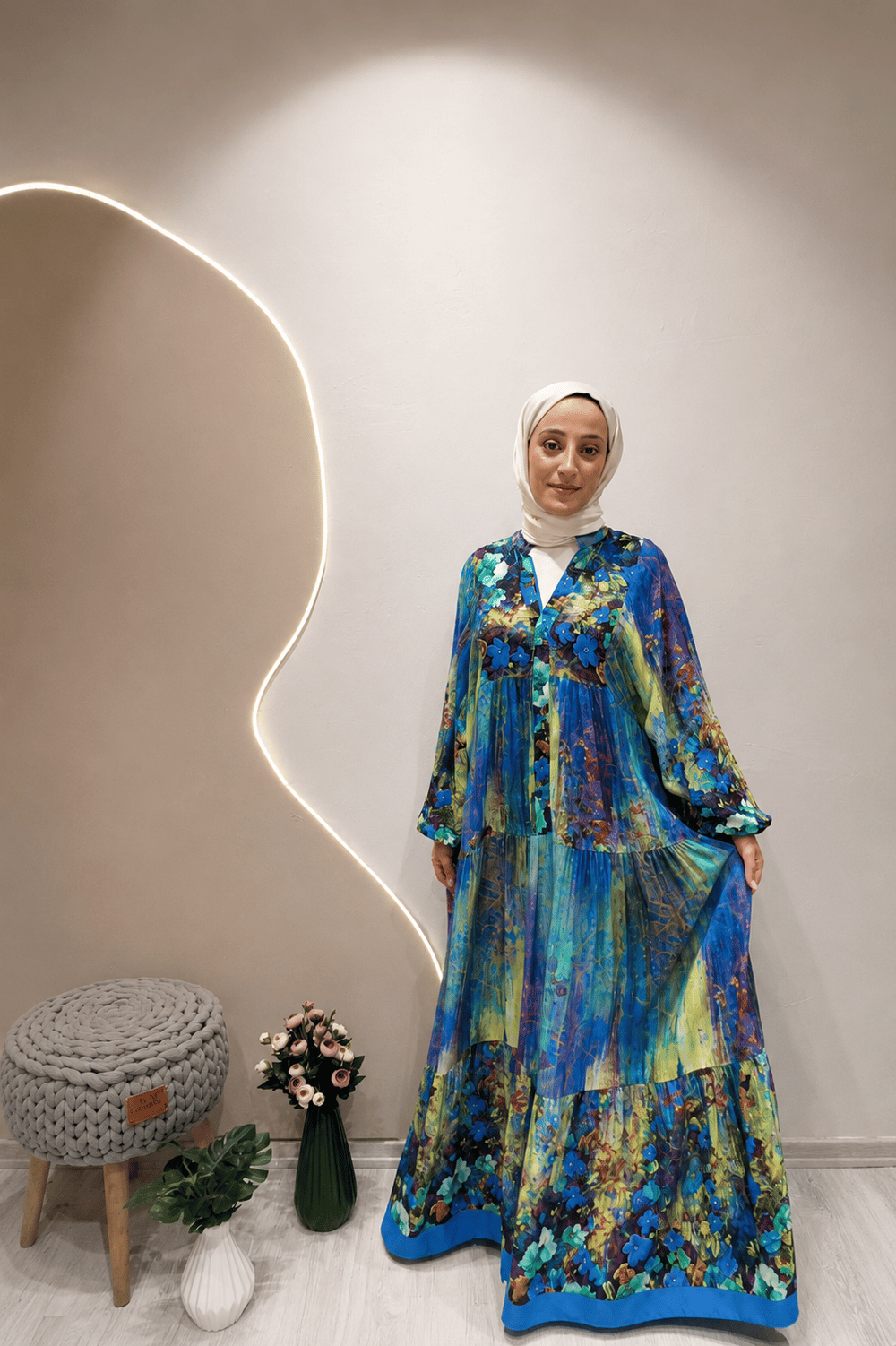 SİMLİ FLOWER VİSKON ELBİSE Saks