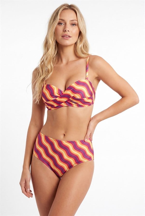 Arias Closet Renkli Straplez Yüksek Bel Bikini Takımı