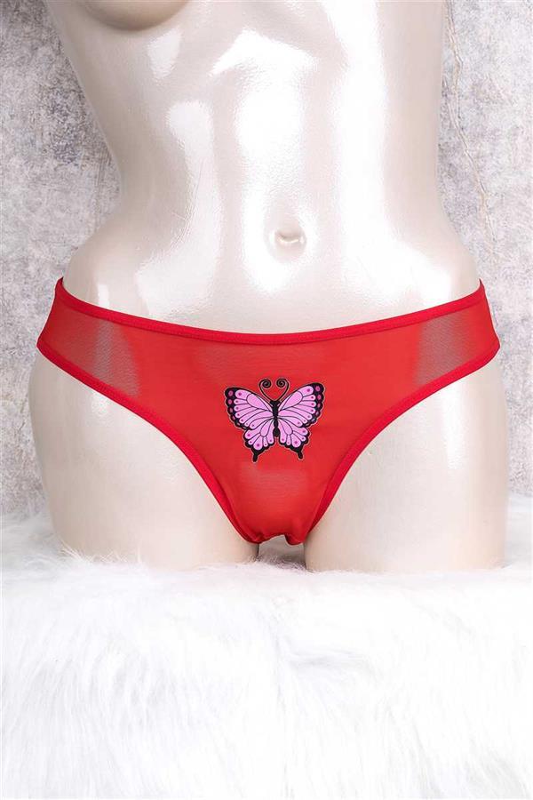 Kadın Önü Kelebek Baskılı Slip (2654)