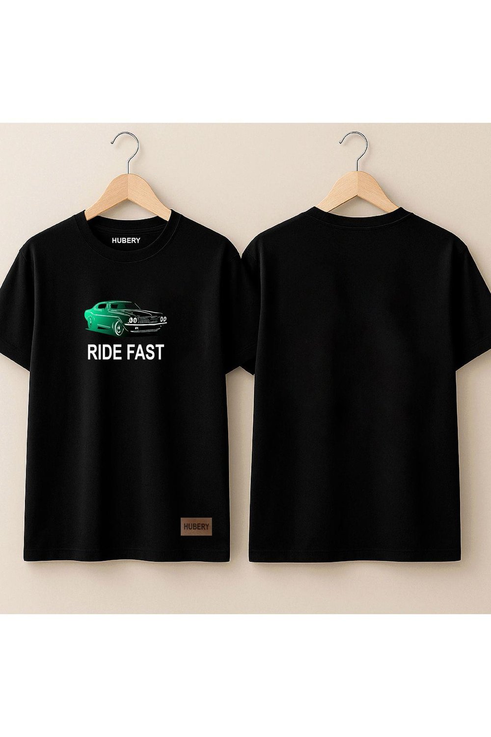 Erkek Tişört - %100 Pamuk - Ride Fast Araba Desenli Tişört - HUBERY