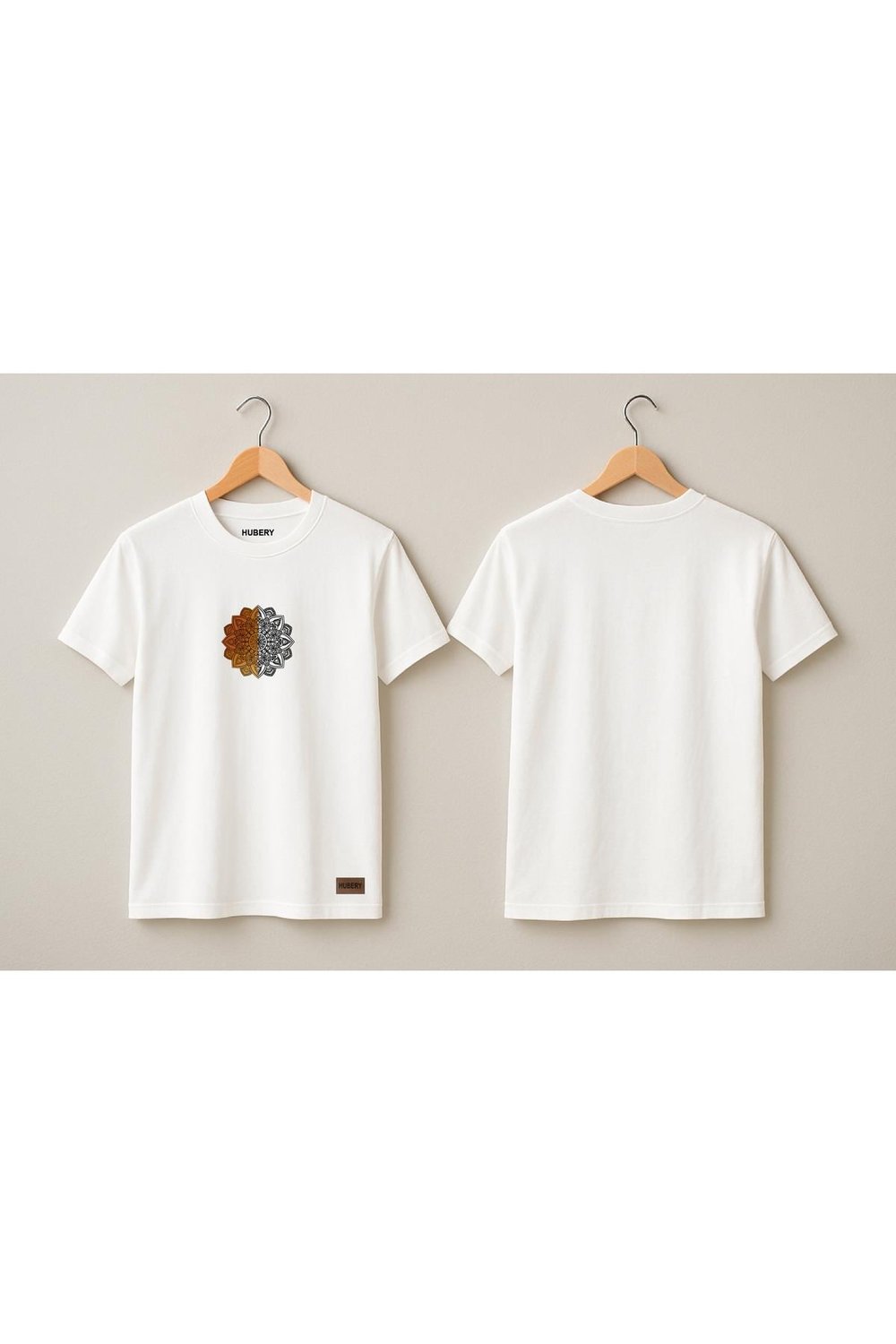 Kadın Beyaz Tişört Mandala Çiçek Desenli Relaxed Fit – HUBERY