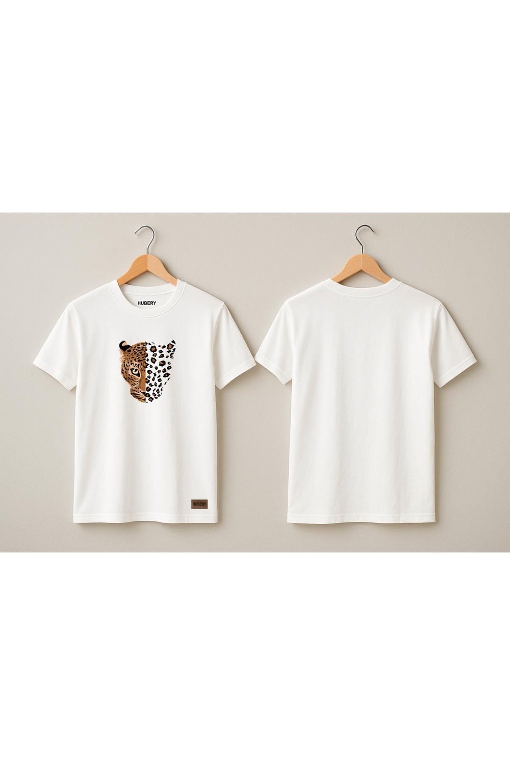Kadın Relaxed Fit Tişört Leopar Yüz Desenli – HUBERY
