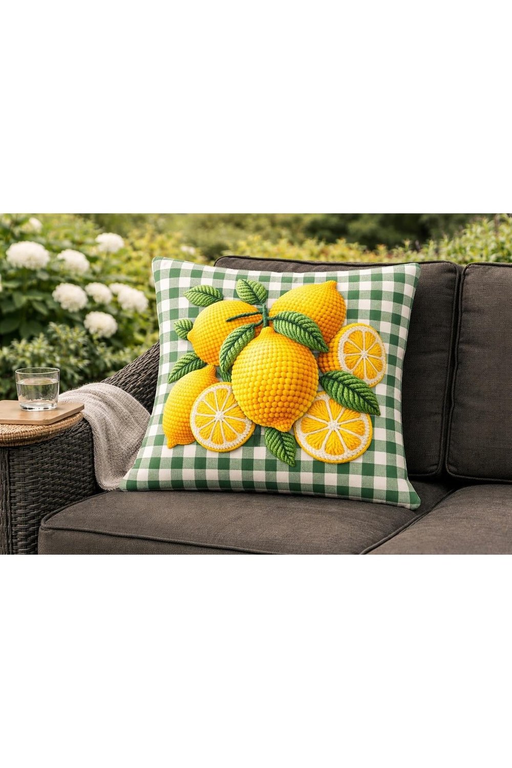Pitikare Zeminli Limon Desenli Dekoratif Kırlent Kılıfı 1 Adet