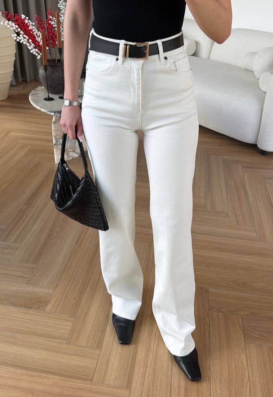 Wide Leg Beyaz Jean