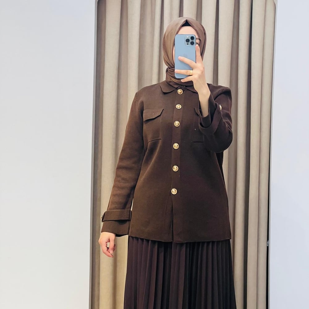 CELİNE ÇELİK ÖRME TRİKO HIRKA KAHVE