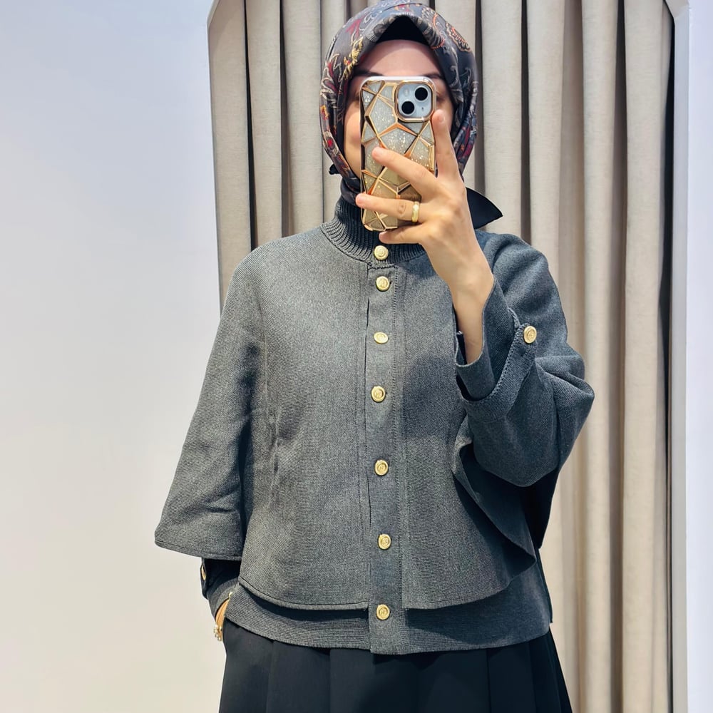 DAPHNE ÇELİK ÖRME TRİKO PELERİN KAP ANTRASİT