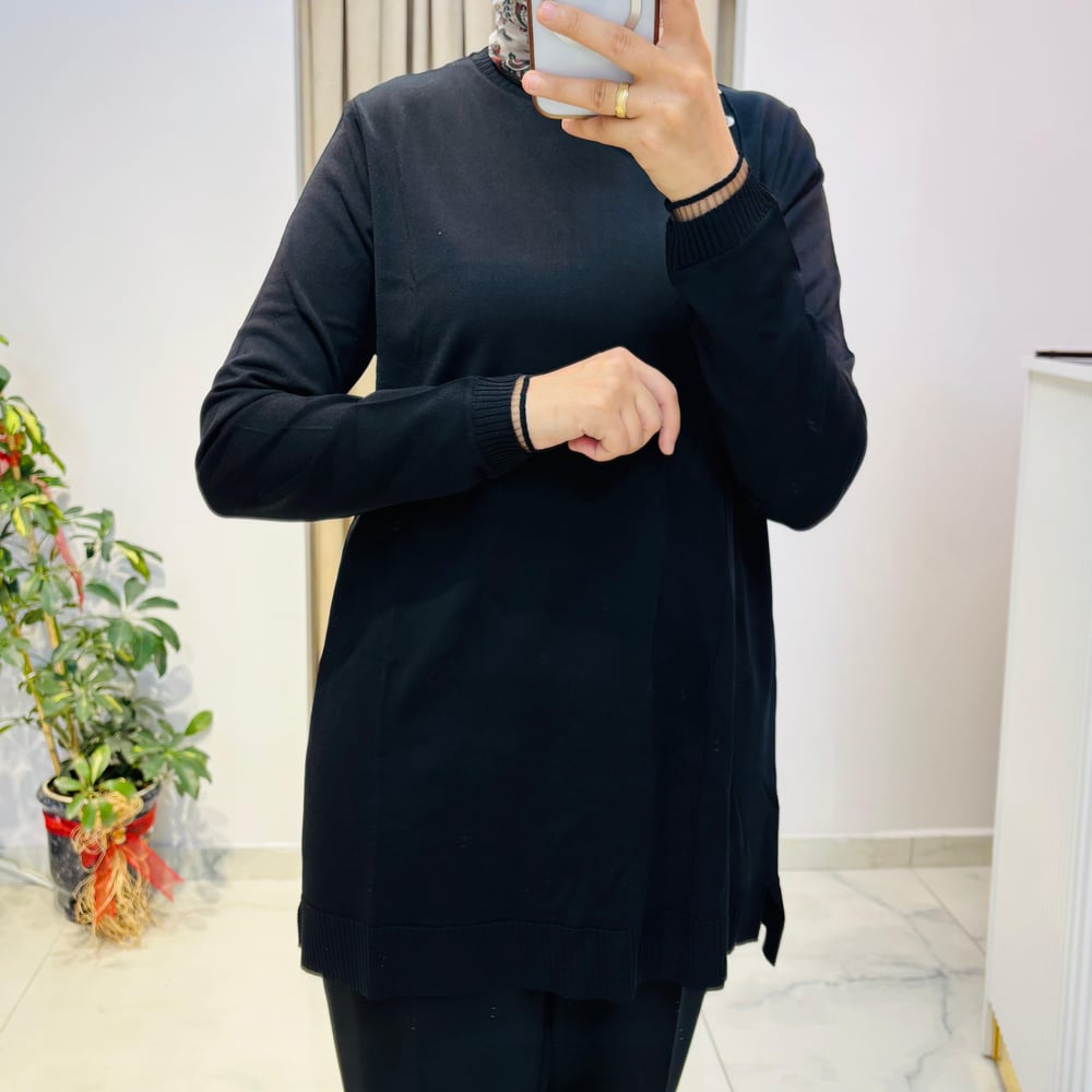 Fırfır Detaylı Rayon Tunik SİYAH