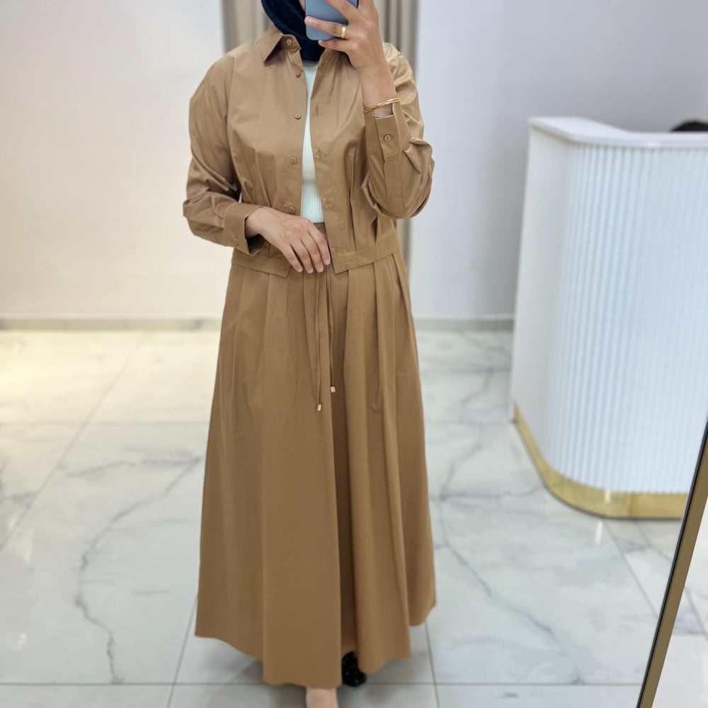 TERZİ DÜKKANI AXEL KOTON ELBİSE GÖMLEK TAKIM CAMEL