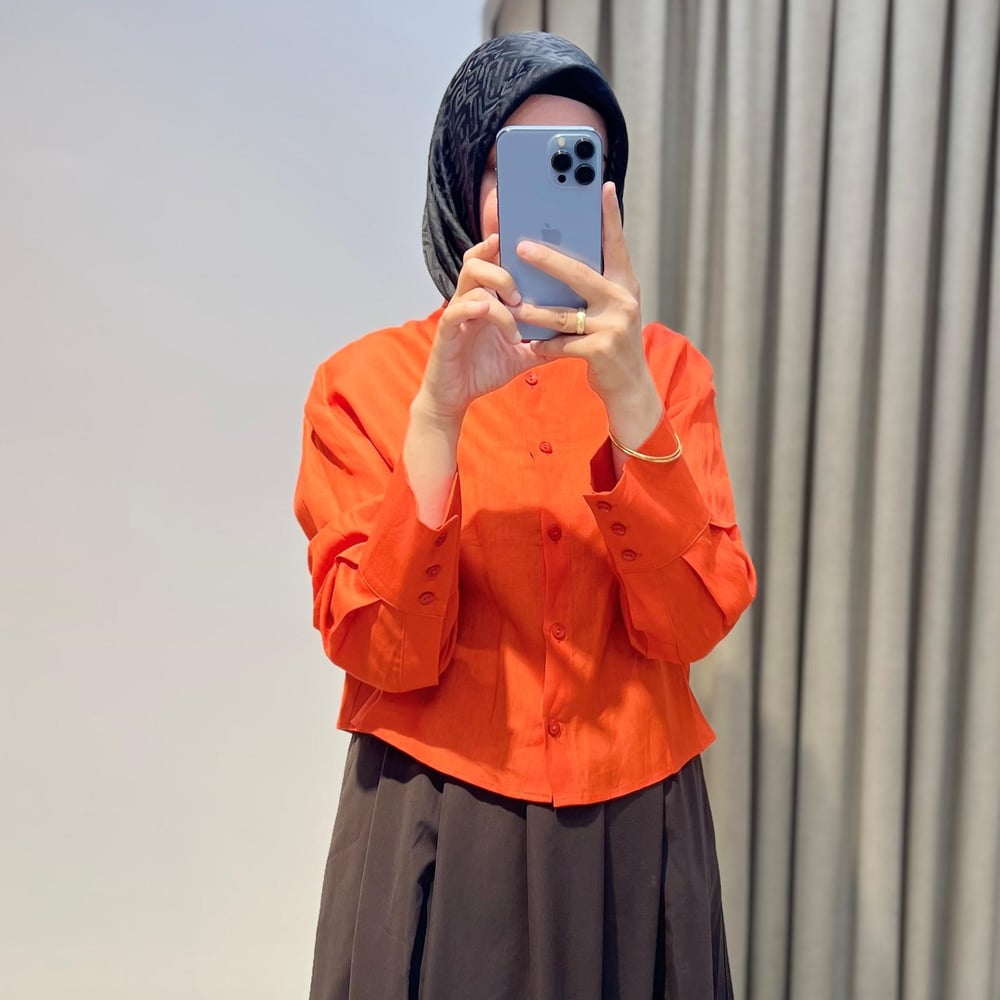 TERZİ DÜKKANI COLOR %100 KETEN KISA GÖMLEK TURUNCU