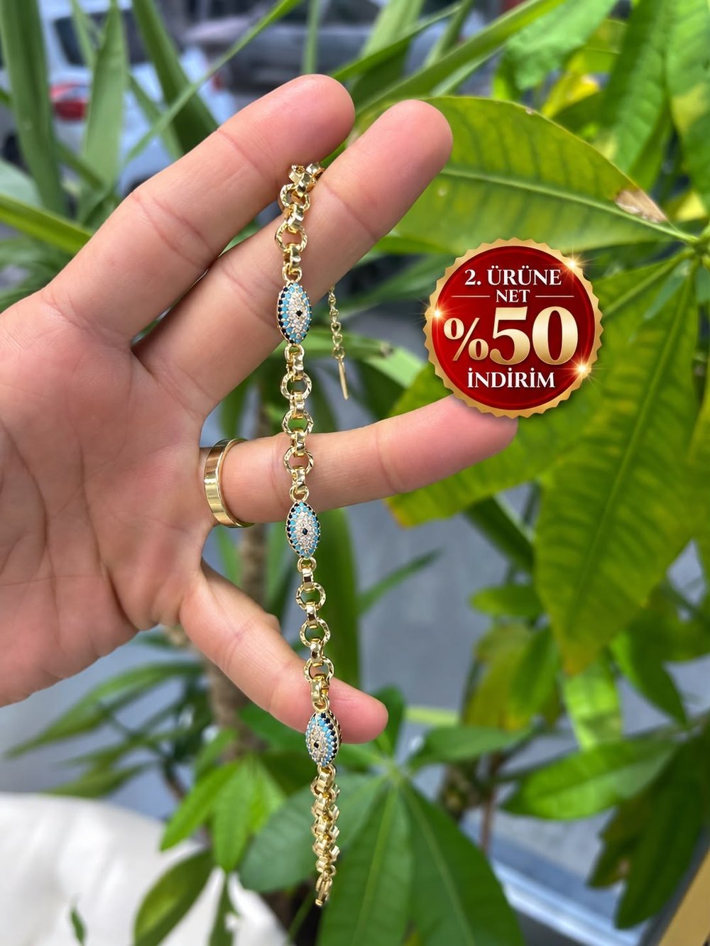 Işıl Taşlı Model Gold Altın Kaplama Bileklik