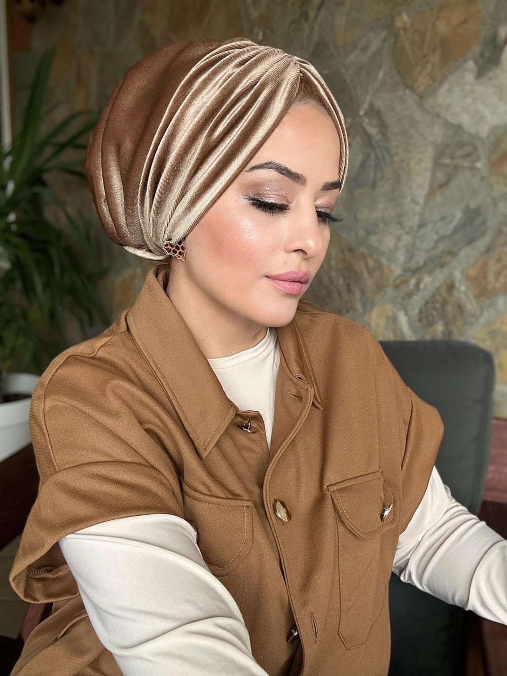  KADİFE SÜTLÜ KAHVE DRAPE DOLGULU BONE