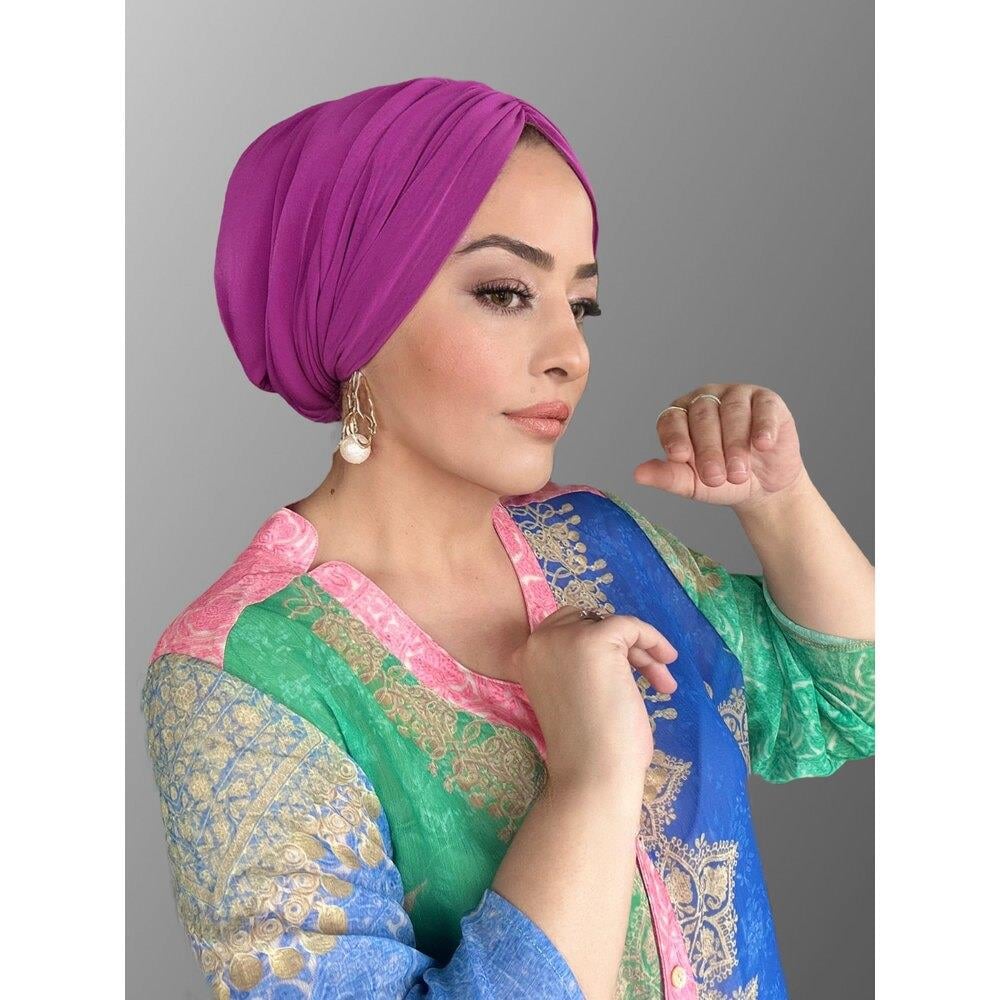 Fuşya drape dolgulu bone