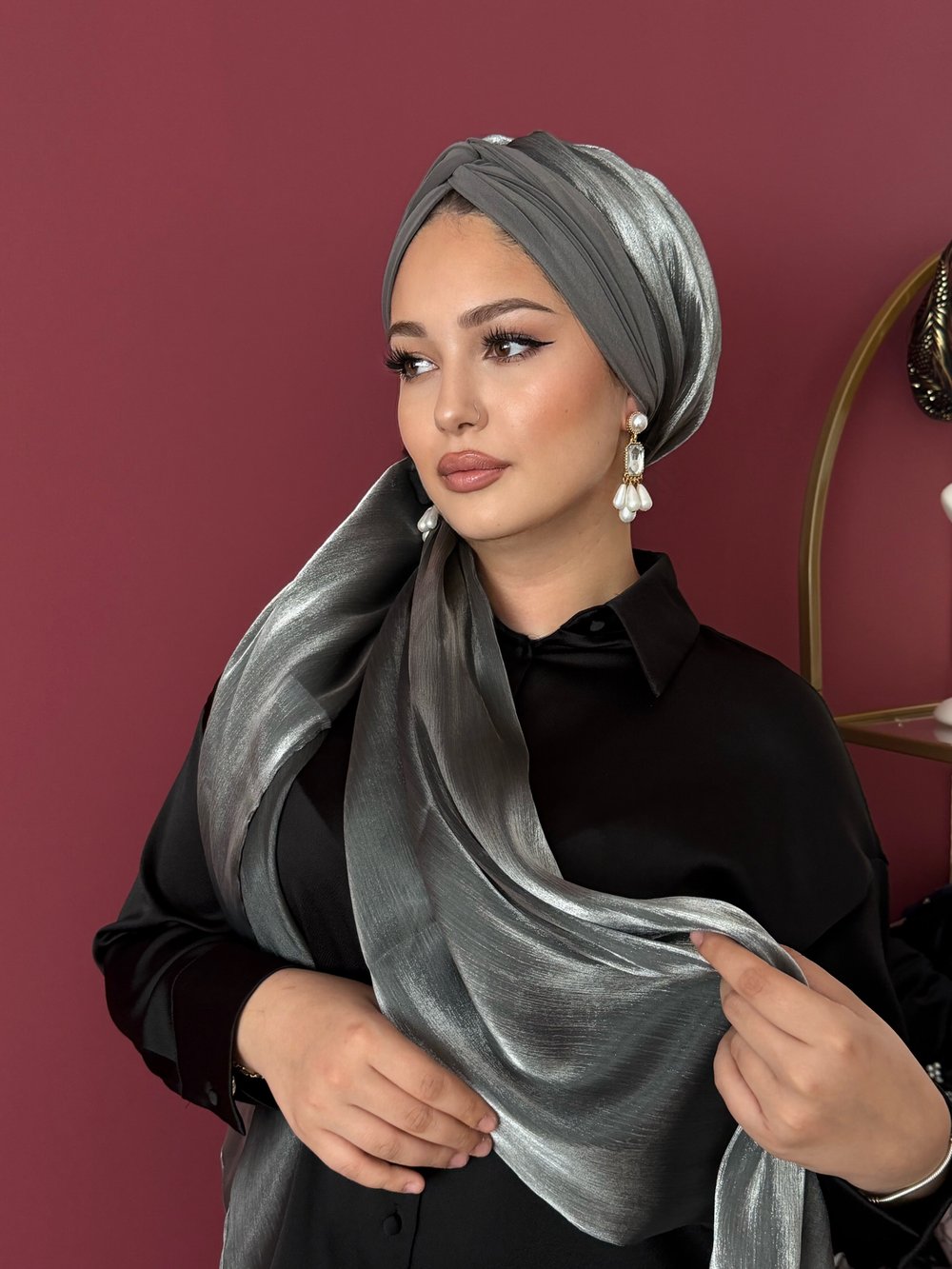 GRİ JAN JAN ŞALLI  DÜĞÜM DOLGULU BONEŞAL 