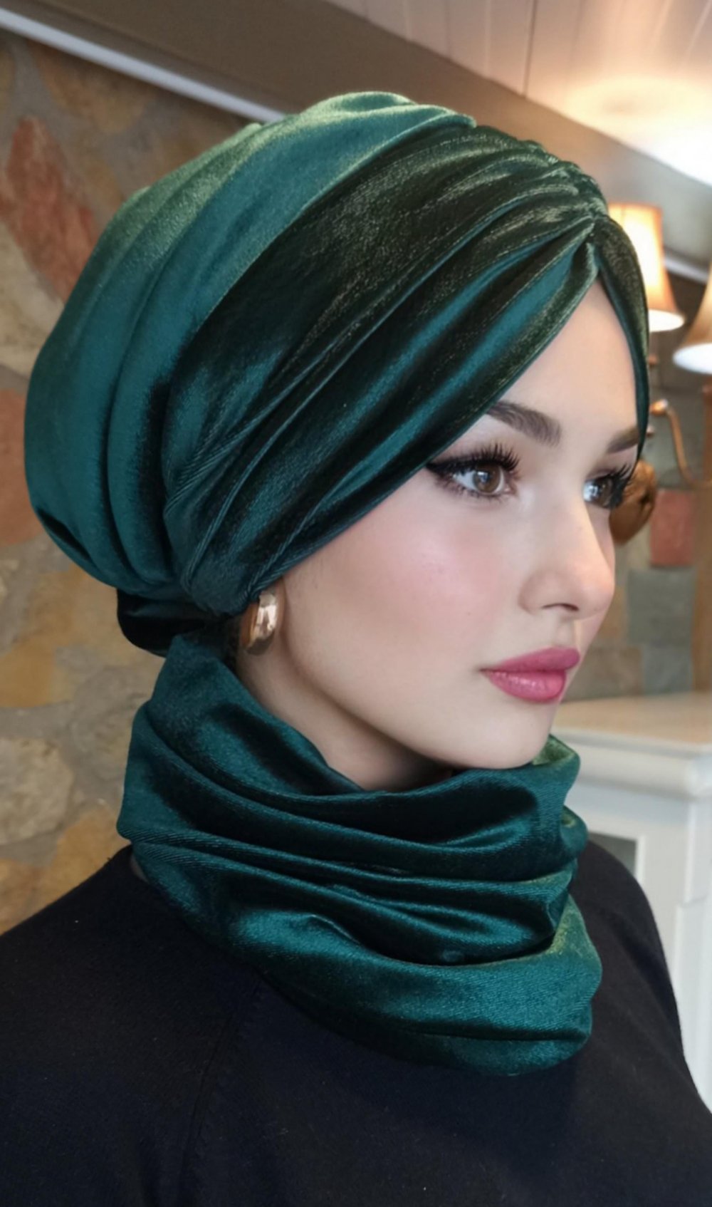 KADİFE AÇIK VİZON DRAPE DOLGULU BONE