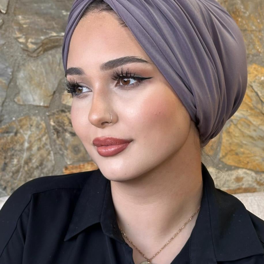 Leylak gri düğüm dolgulu bone