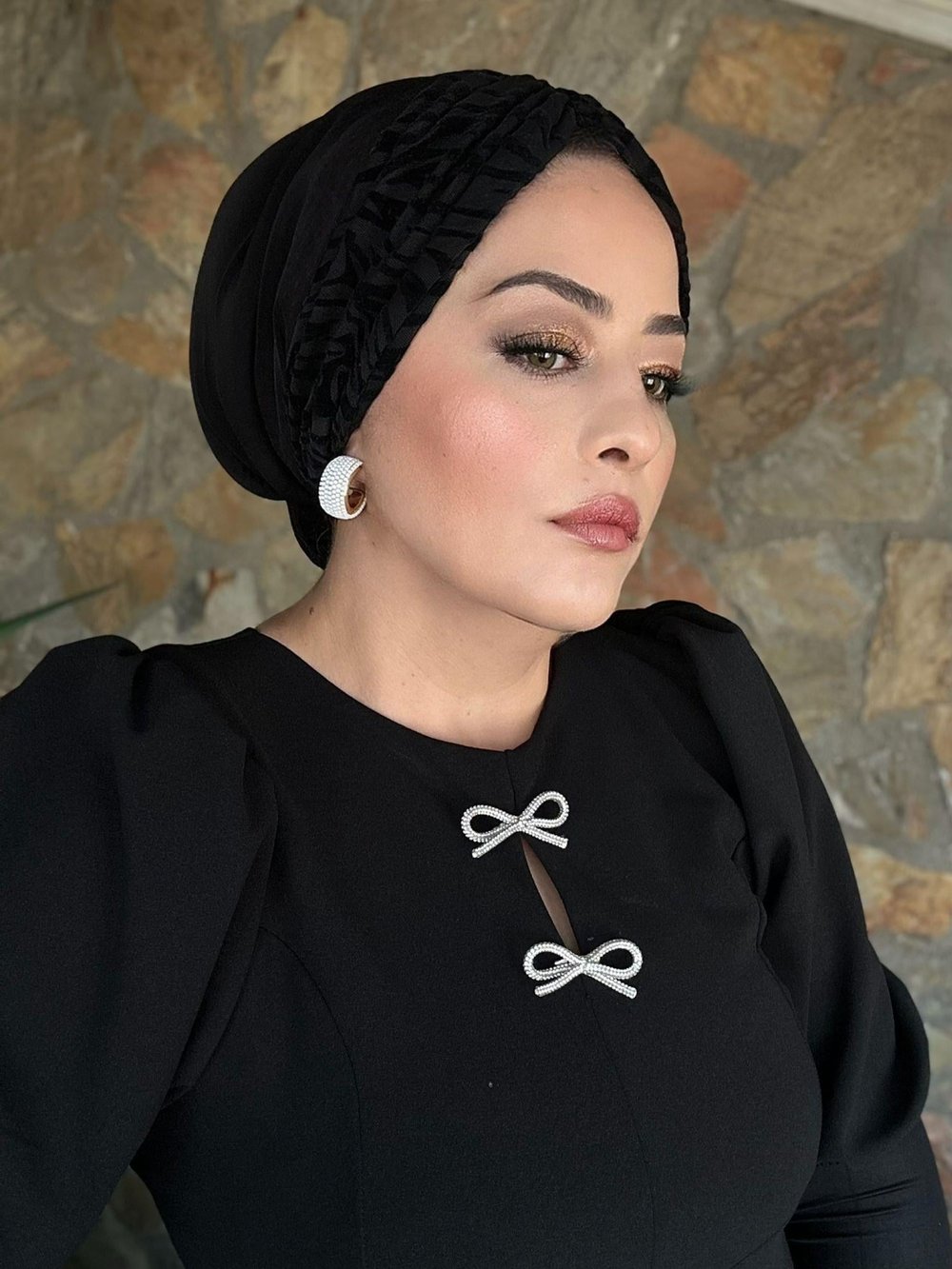 SİYAH ZEBRA DRAPE DOLGULU BONE