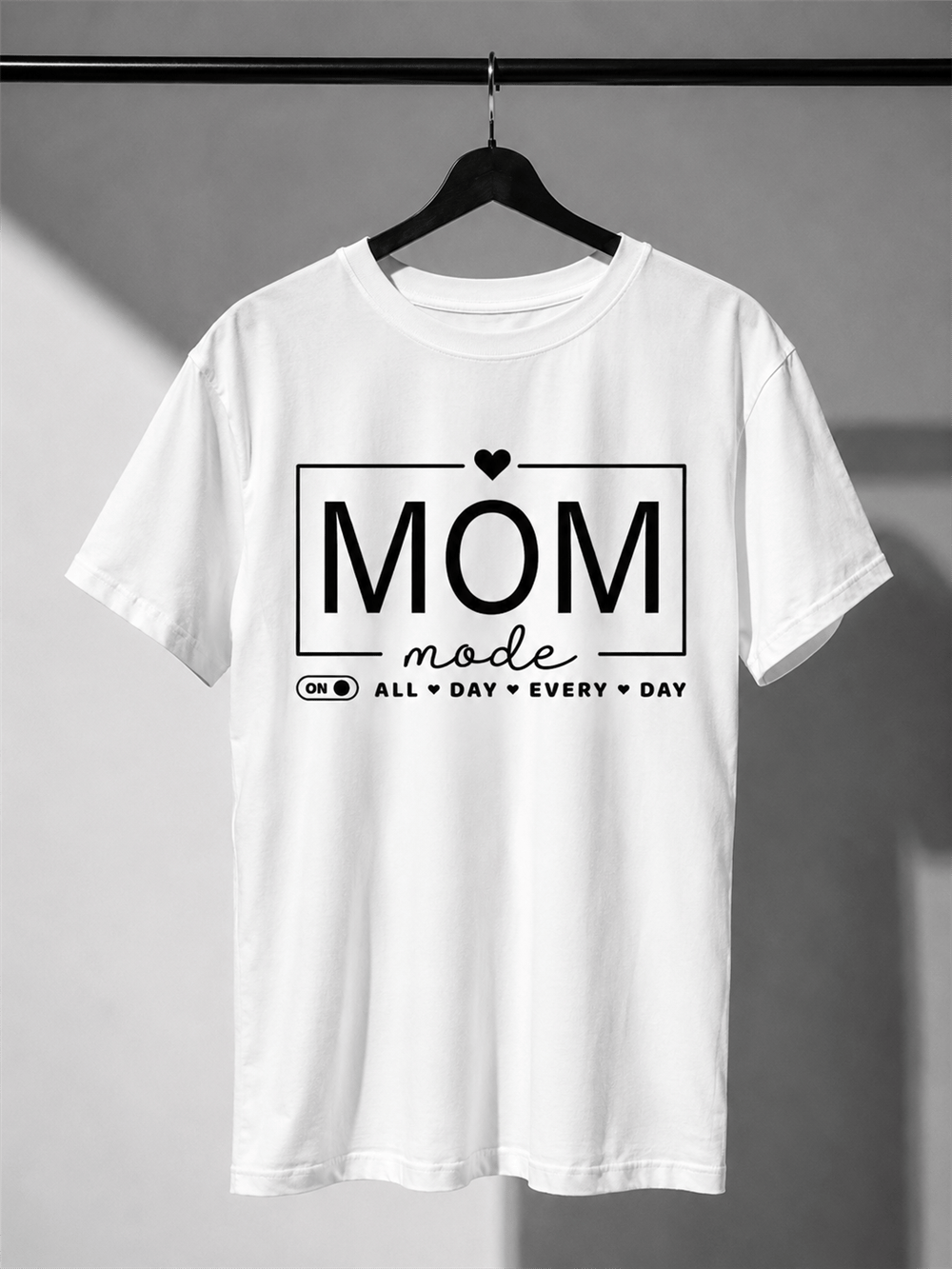 Yetişkin Mom Mode Beyaz Baskılı Tişört