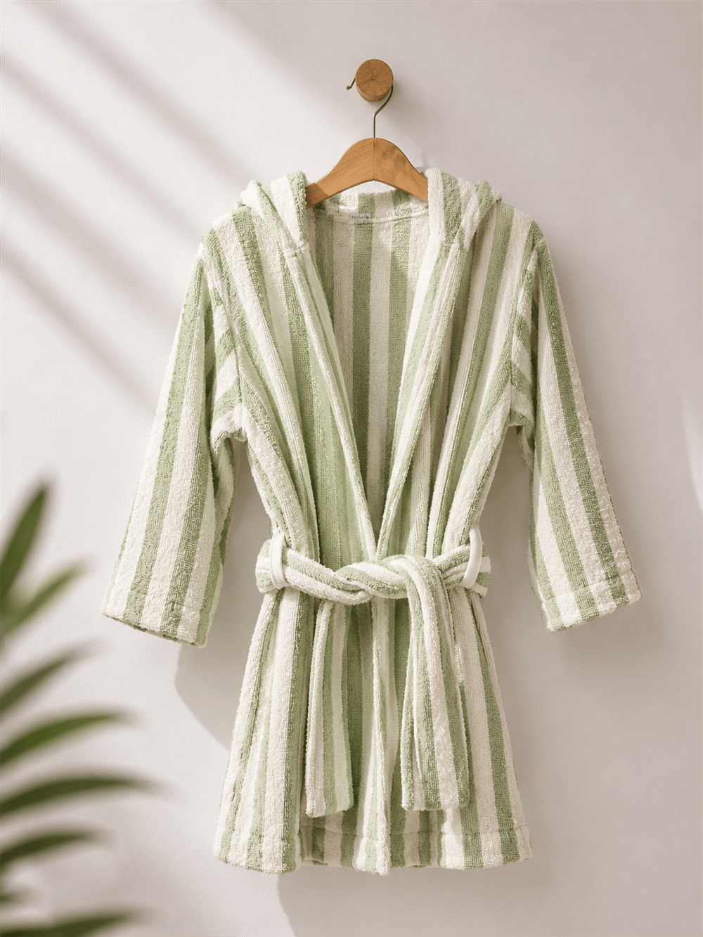 Yeşil Çizgili Unisex Bornoz