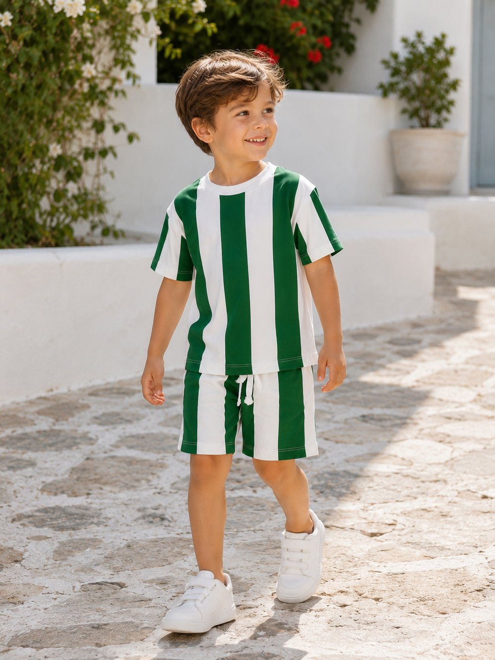 Yeşil Beyaz Çizgili Unisex Takım