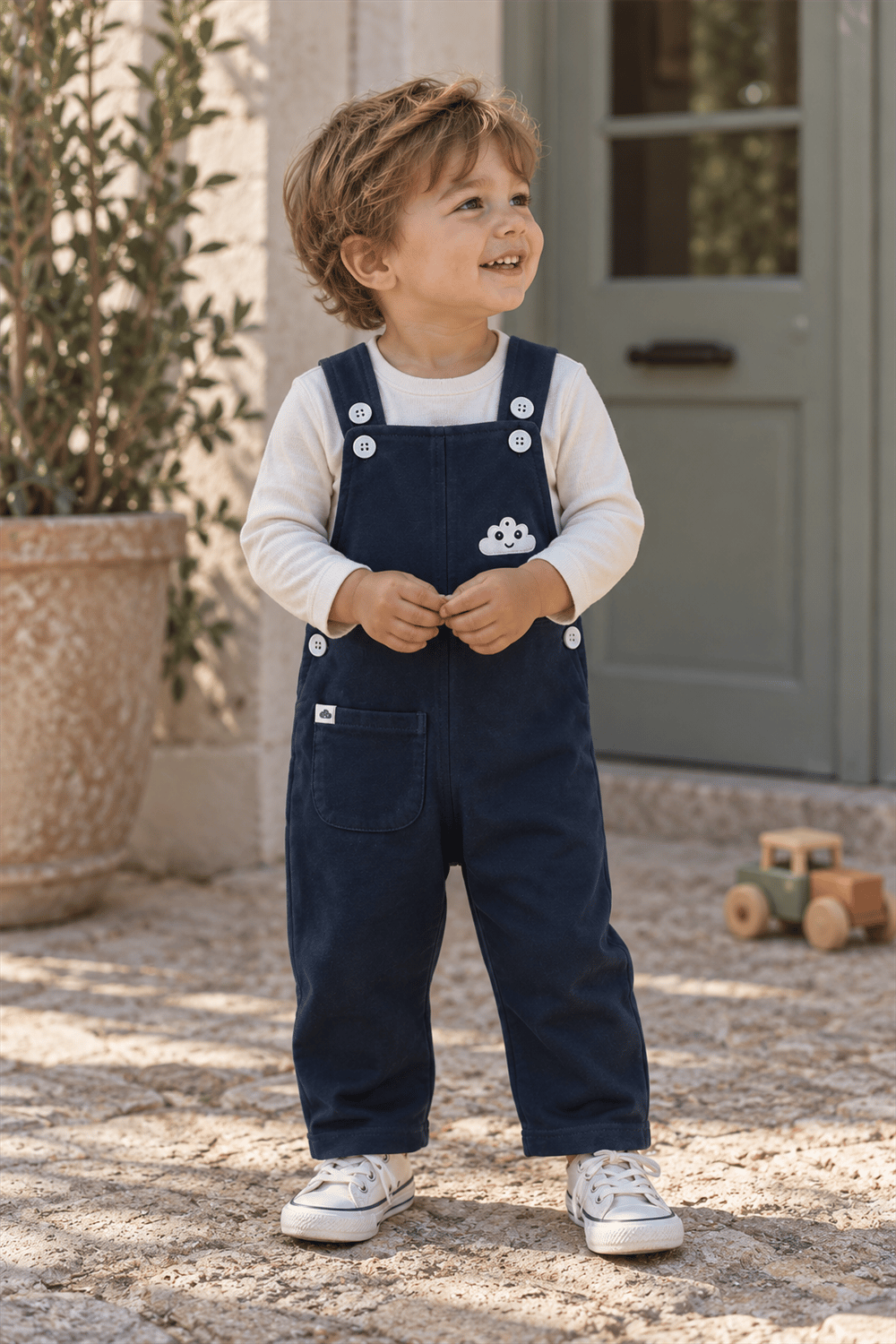 Unisex 3 İplik Lacivert Salopet