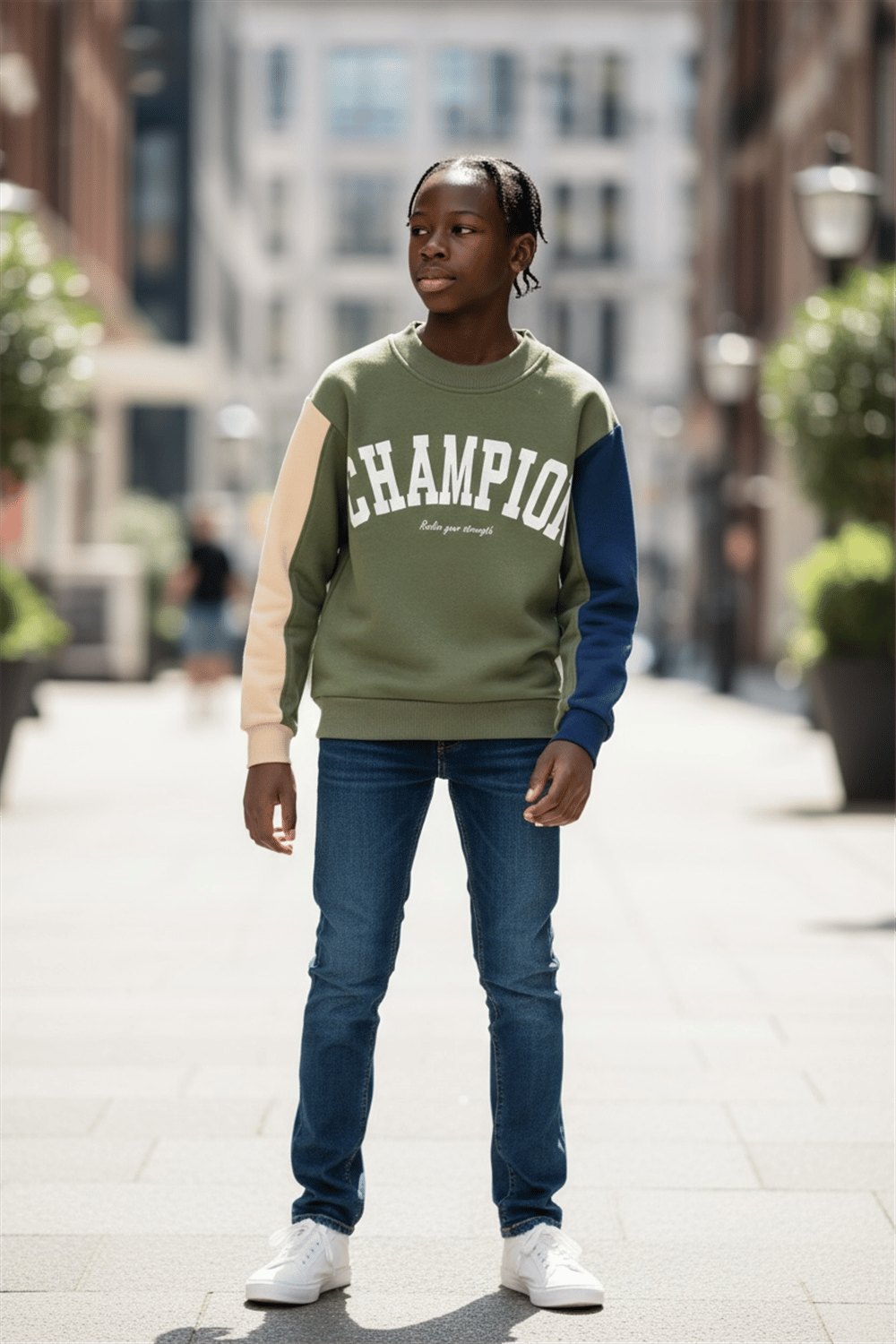 Yazı Baskılı Yeşil Erkek Çocuk Sweat