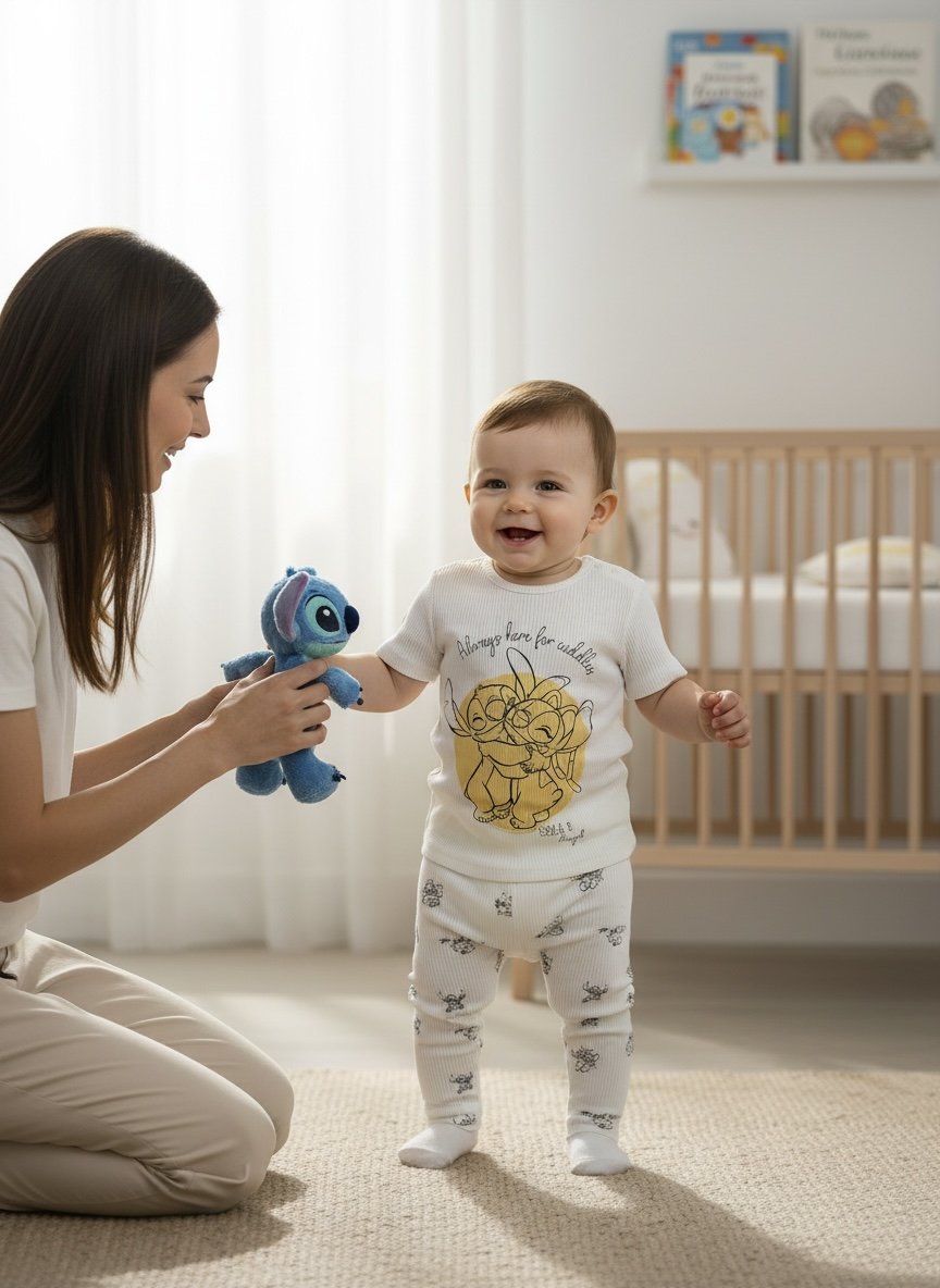 Çizgi Film Karakterli Fitilli Unisex Bebek Takım