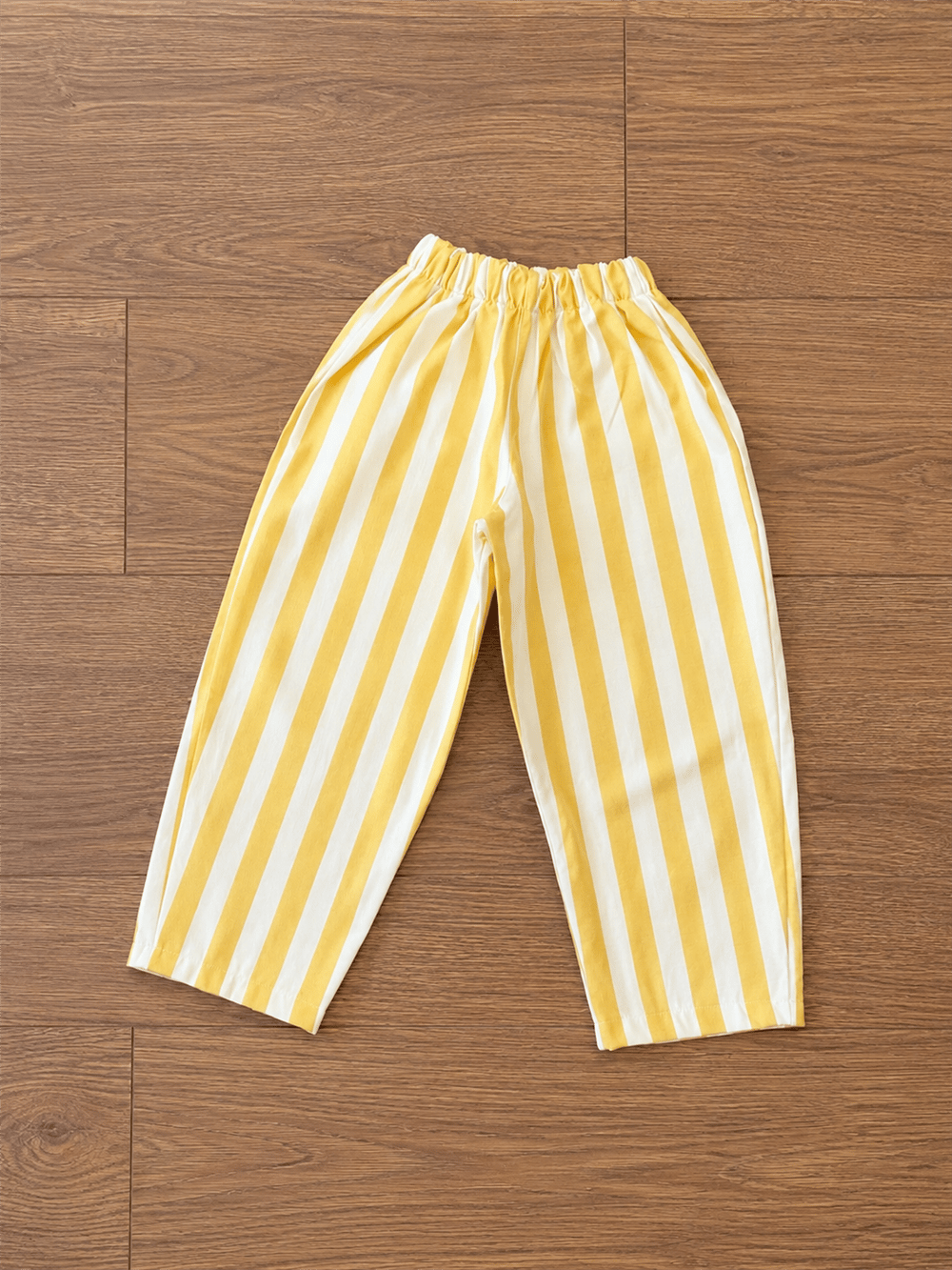 Sarı Beyaz Çizgili Tok Kumaş Unisex Pantolon