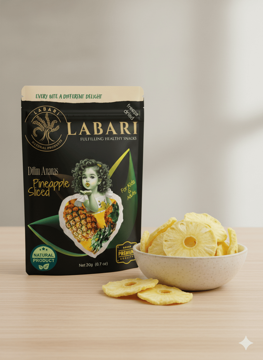 Labari Dondurularak Kurutulmuş Ananas Meyvesi Dilimleri 20 gram