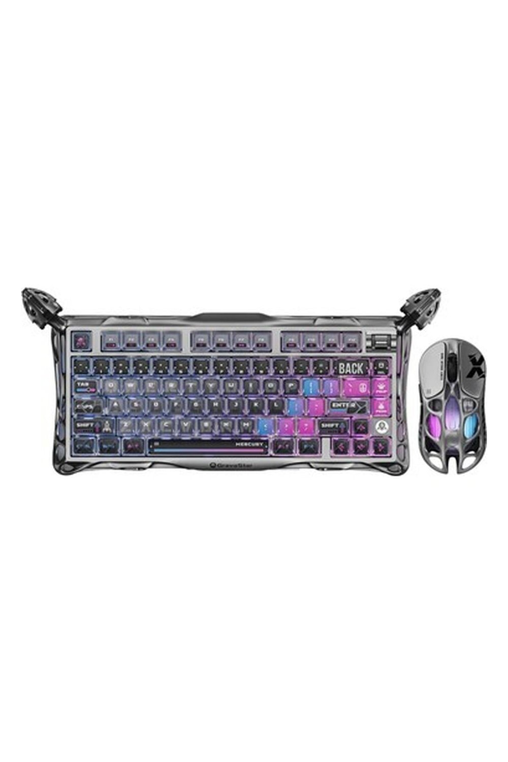 Gravastar Mercury K1 Pro+X Kablosuz Rgb Işıklı Mekanik Q Gaming Klavye ve Optik Mouse Seti, Special Edition, Cyberpunk