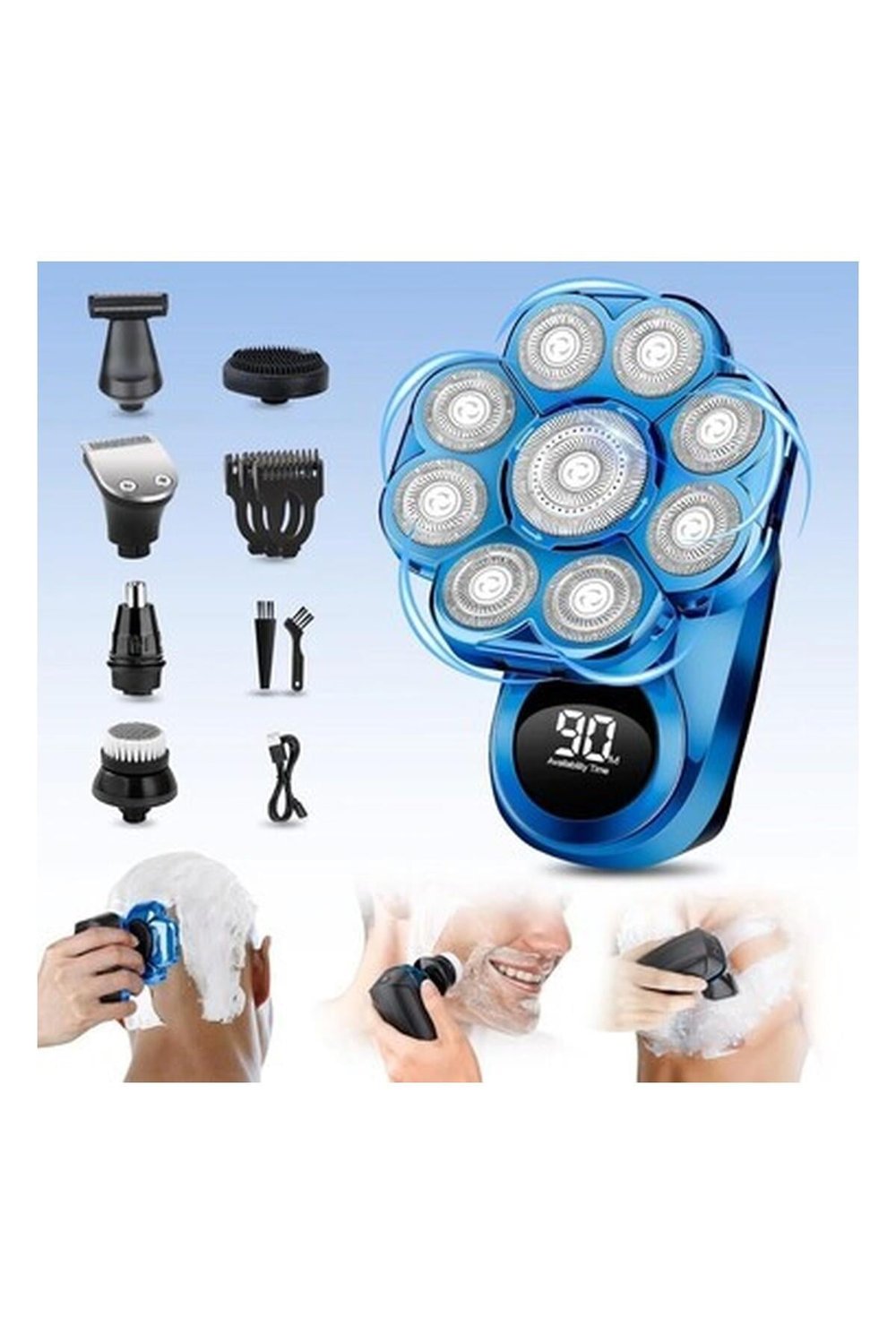 Handsomeface 9d Elektrikli Baş Tıraş Makinesi Geliştirilmiş - Mavi