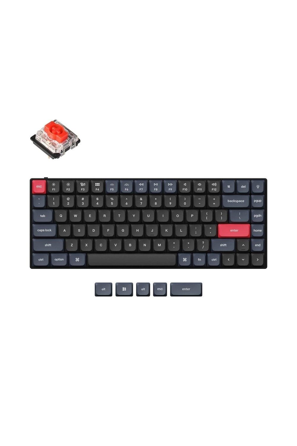Keychron S1 Qmk Custom - Gateron Low Profile Red Switch -White Backlight- Mechanical Keyboard Full Assembled - Aluminum Kasa
