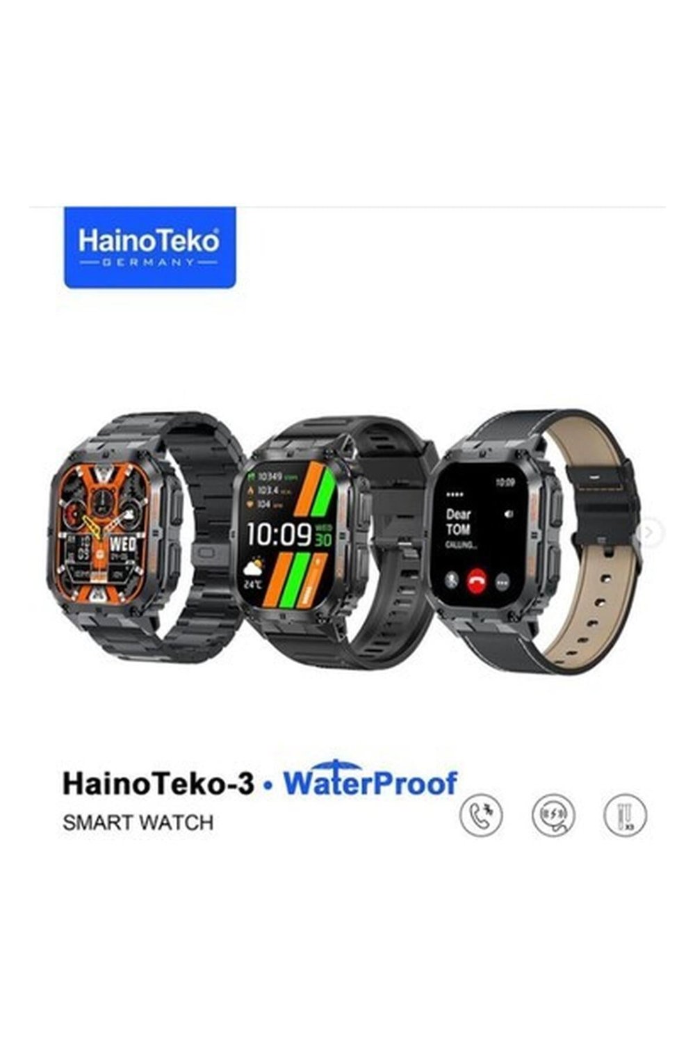 MerciTech Haino Teko-3 Waterproof Amoled Ekran Su Geçirmez 3 Kordonlu Erkek Akıllı Saat