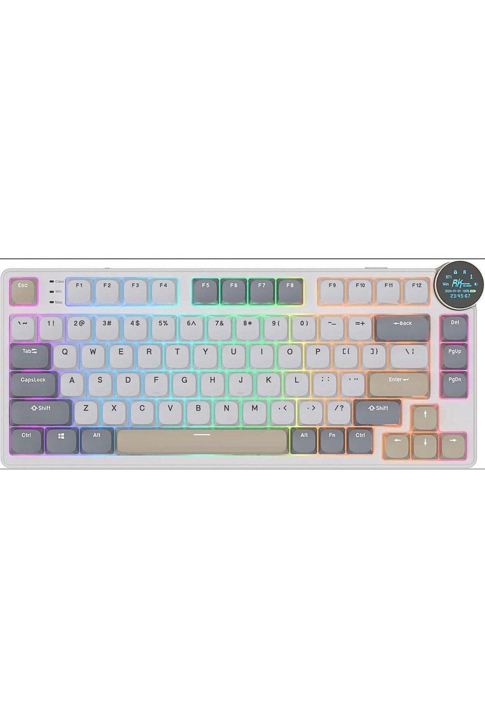 Royal Kludge N80 Low Profile Kablosuz Us Gaming Klavye (Beyaz-Gri)