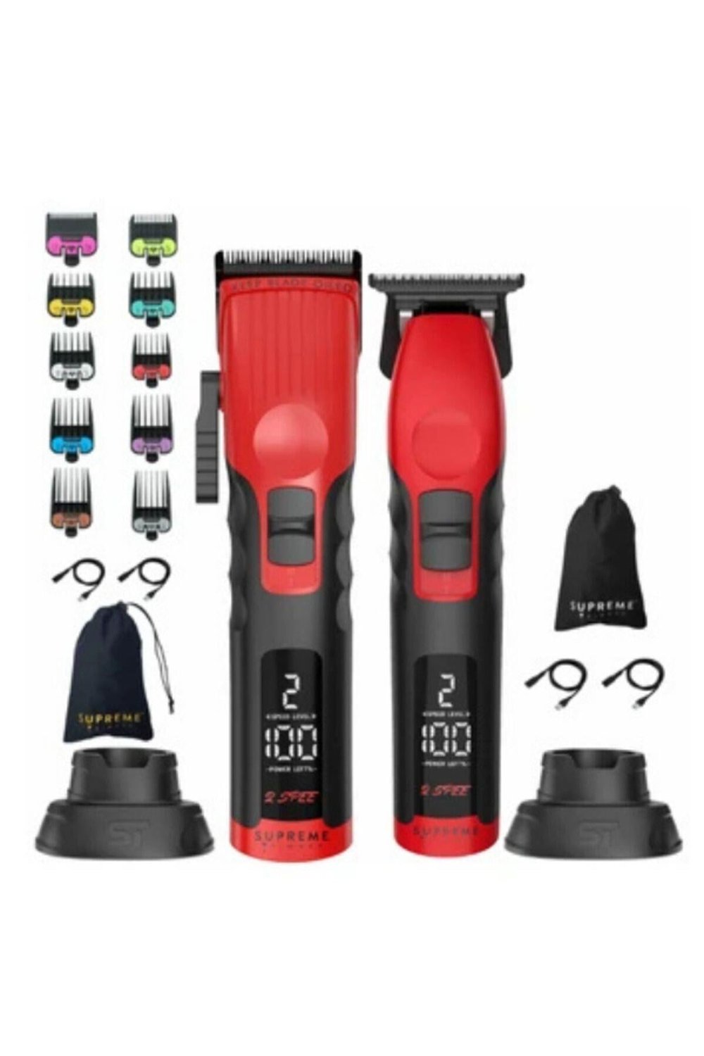 Supreme Trimmer Kırmızı 2spee Trimmer & Clipper Seti | Sessiz | LCD Ekranlı | Ergonomik
