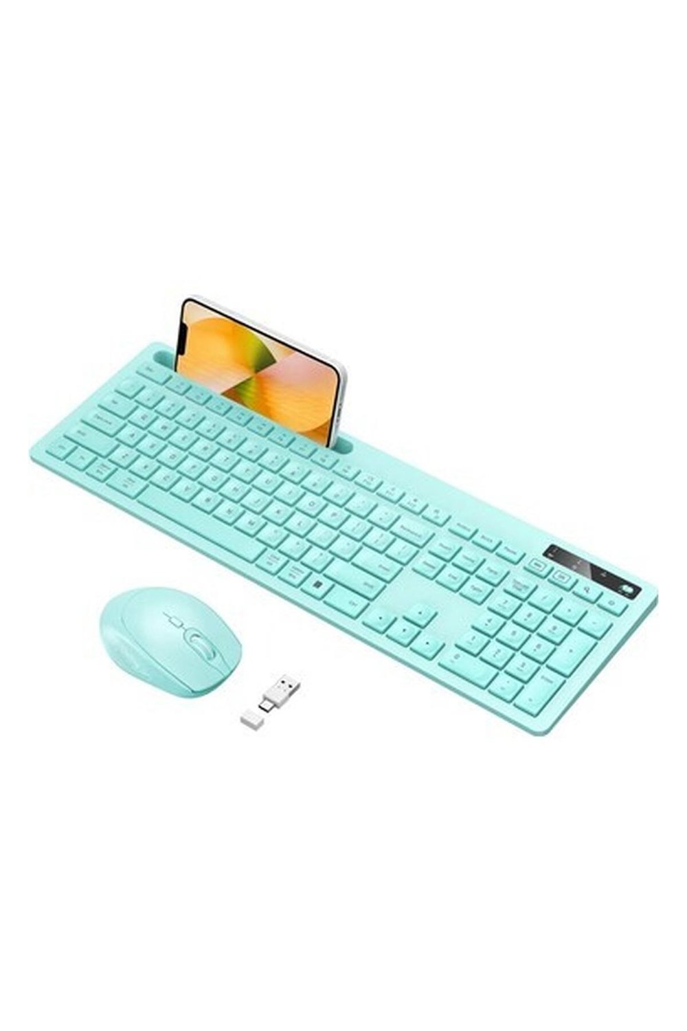 Vivefox Kablosuz Klavye ve Mouse - Telefon Tutuculu USB Type-C - Yeşil