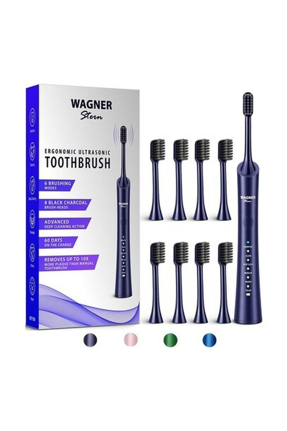 Wagner Stern Ultrasonik 8 Fırça Başlıklı Diş Fırçası - Mavi