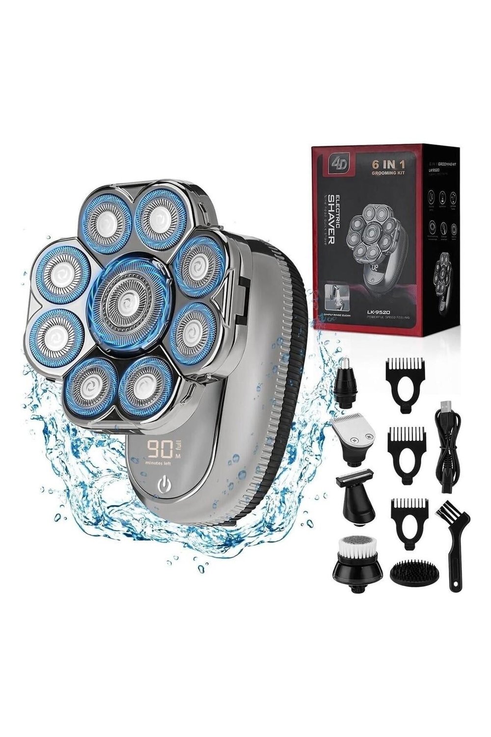 Wjiang 9d Kel Erkekler Için - 6Sı 1 Arada Elektrikli Baş Tıraş Makinesi