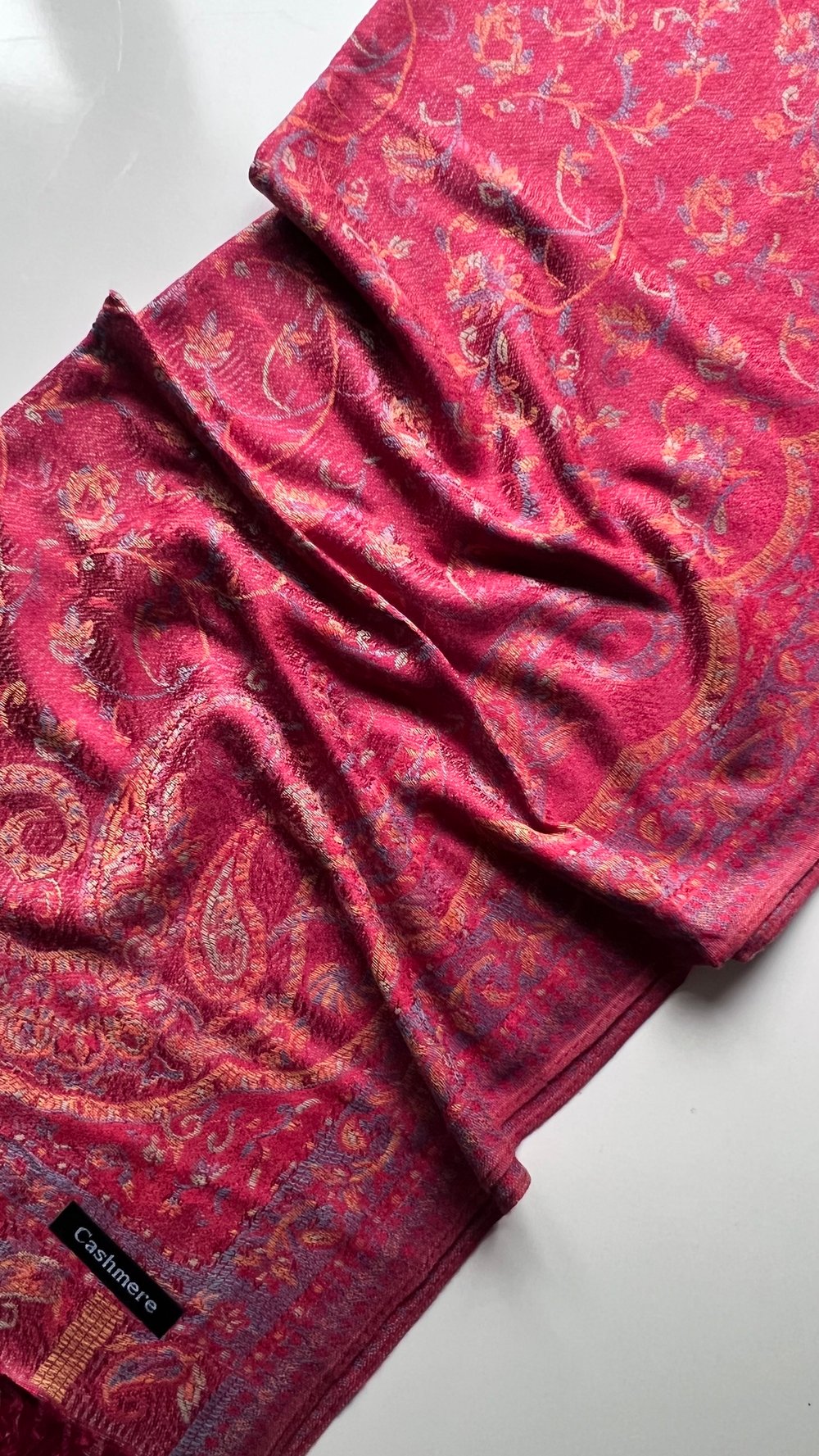 Bordo Etnik Desen Kaşmir Şal 180x70